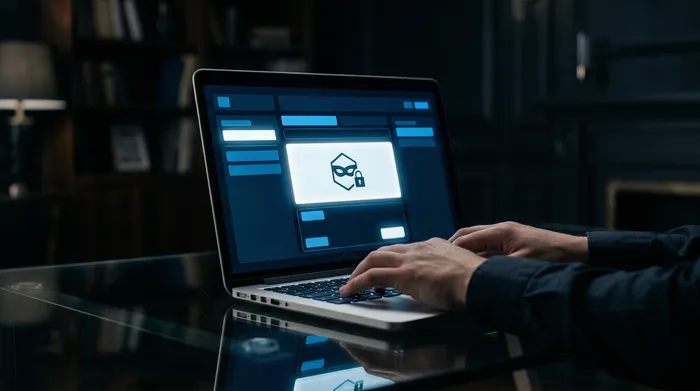 暗い平面に置かれた2台のスマートフォン。デジタルな線で結ばれ、それぞれに通話アイコンやメッセージング記号付きのユーザープロフィールが表示されています。
